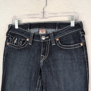 True Religion Designer High Rise Boot Cut Denim Blue Jeans Women Size 27